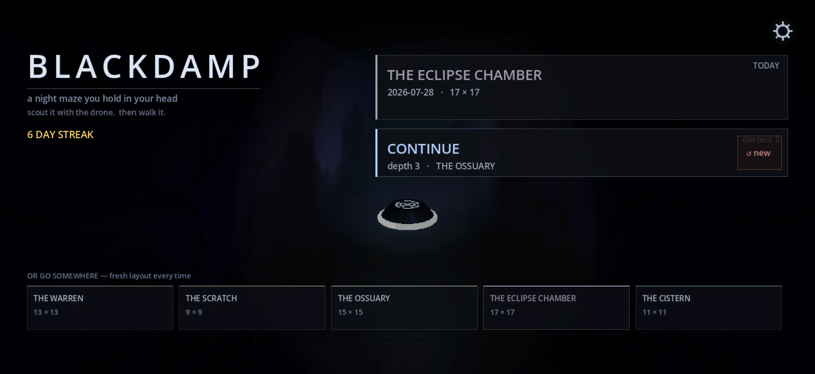 The home screen, showing today's place and the five-place roster